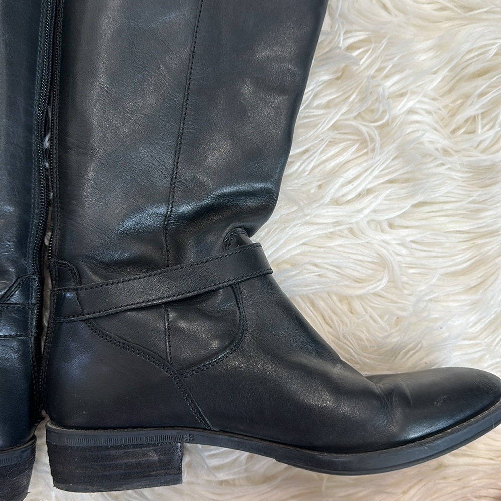 Sam Edelman Painter Tall Riding Boot Leather Distress Brown Back Zip Round  6.5M - Picture 8 of 11